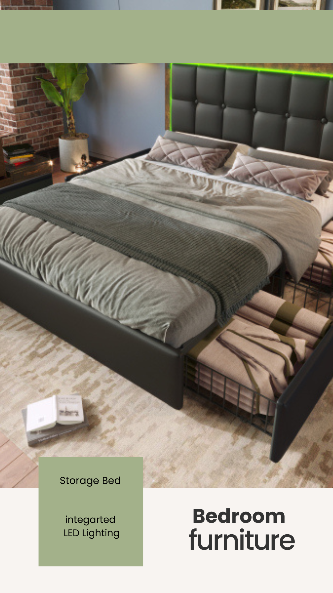 Function Meets Aesthetics: The Bed Frame with Built-In LED and Storage