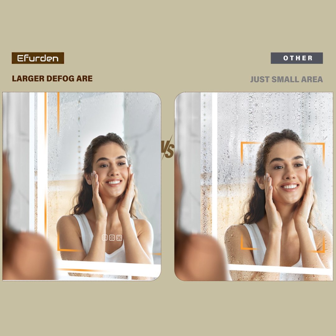 Smart LED Bathroom Mirror — Anti-Fog, Touch Control, 985 × 900mm