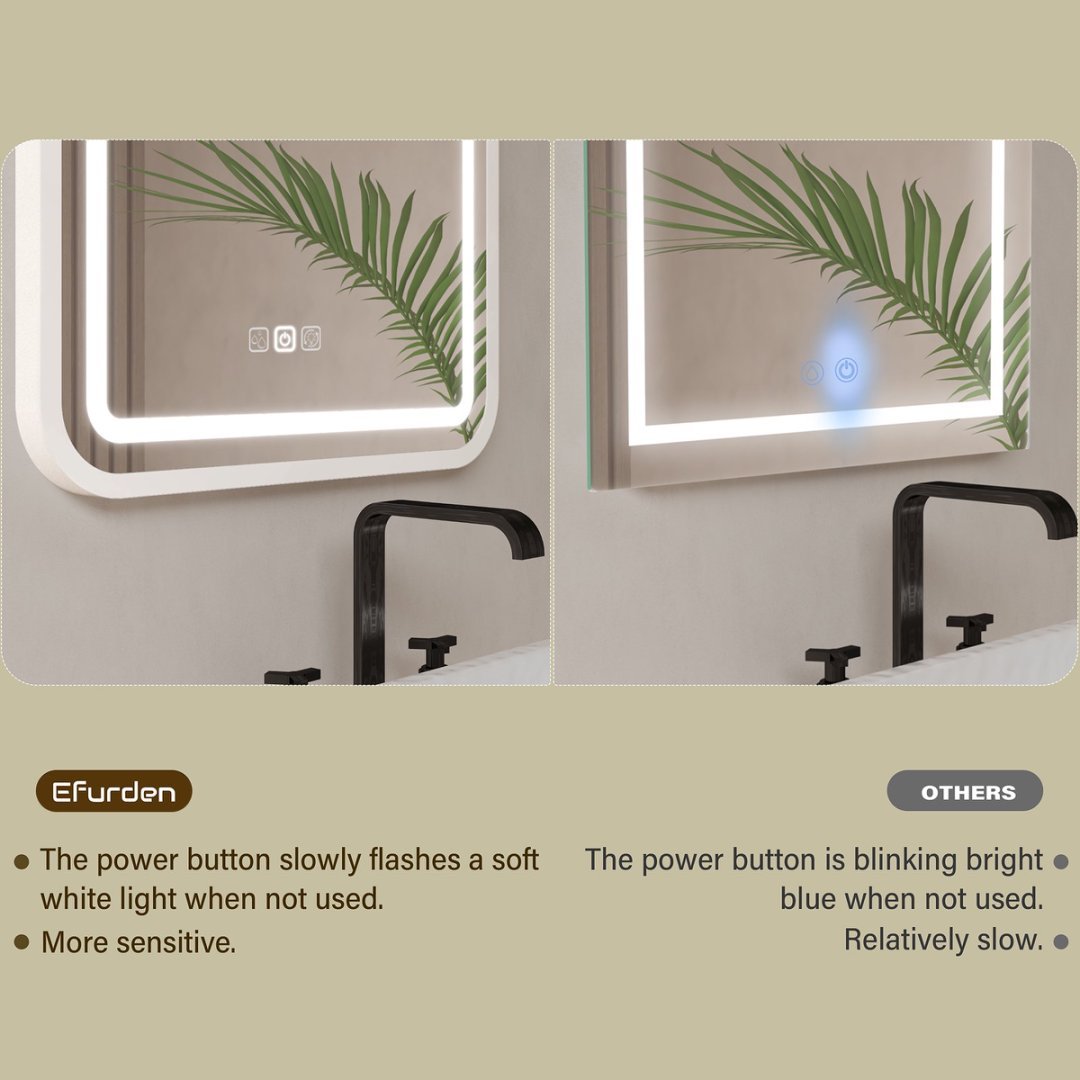 Smart LED Bathroom Mirror — Anti-Fog, Touch Control, 985 × 900mm