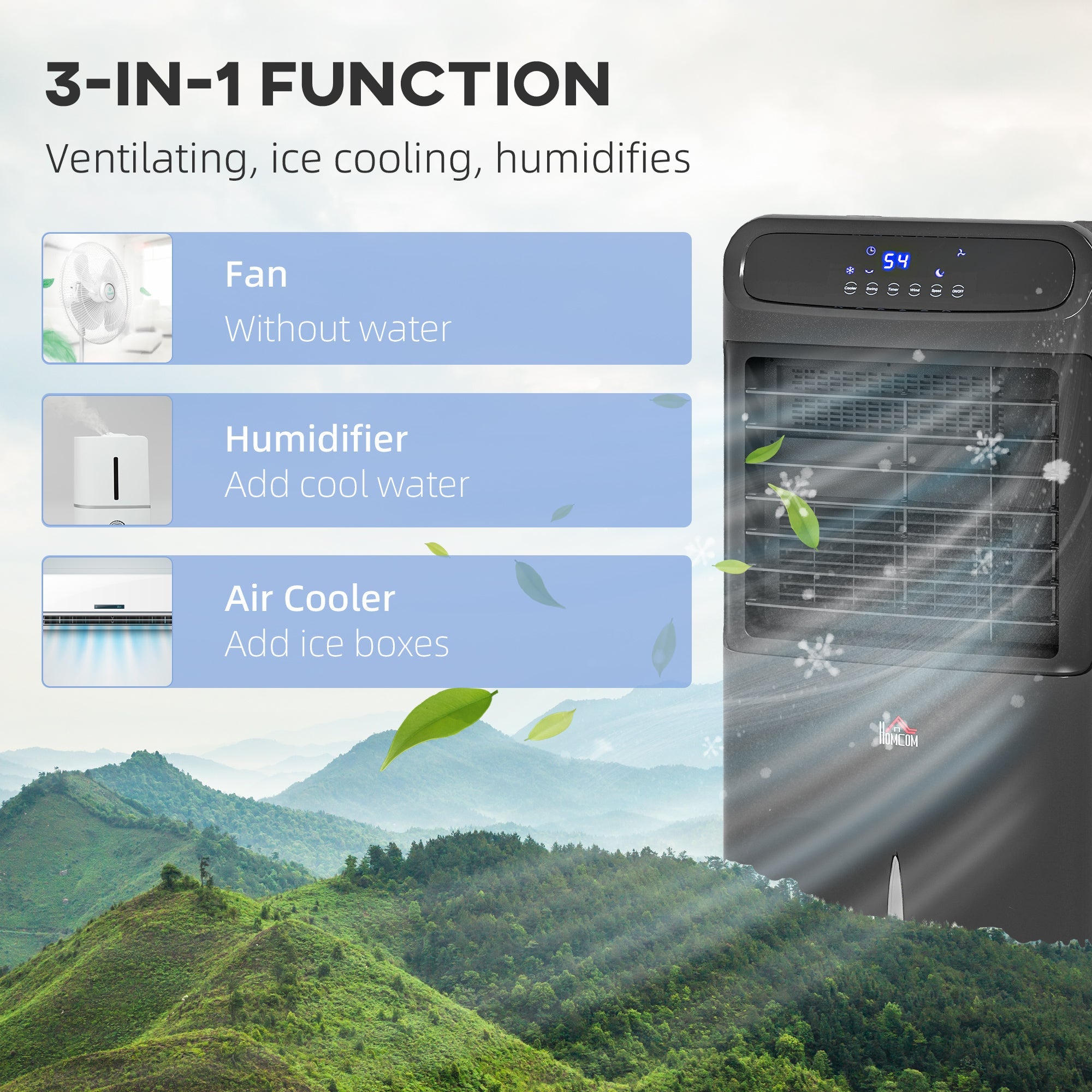 3-in-1 Evaporative Air Cooler with Remote