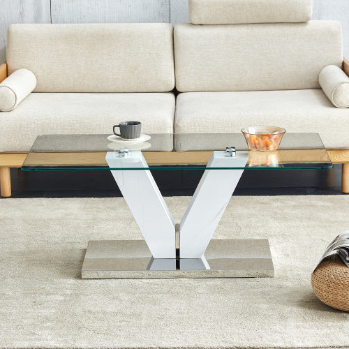 LuxeGlass™ – Moderne minimalistisk sofabord med hærdet glasplade &