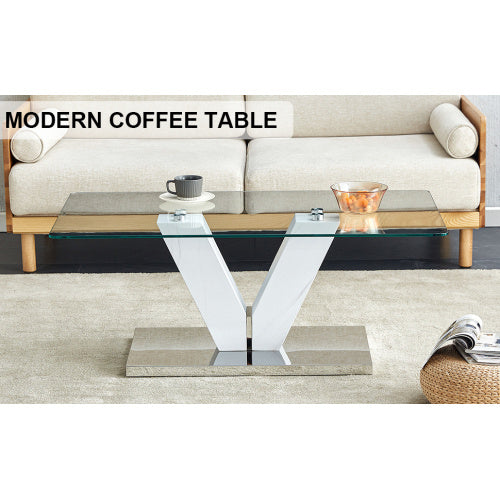 LuxeGlass™ – Moderne minimalistisk sofabord med hærdet glasplade &
