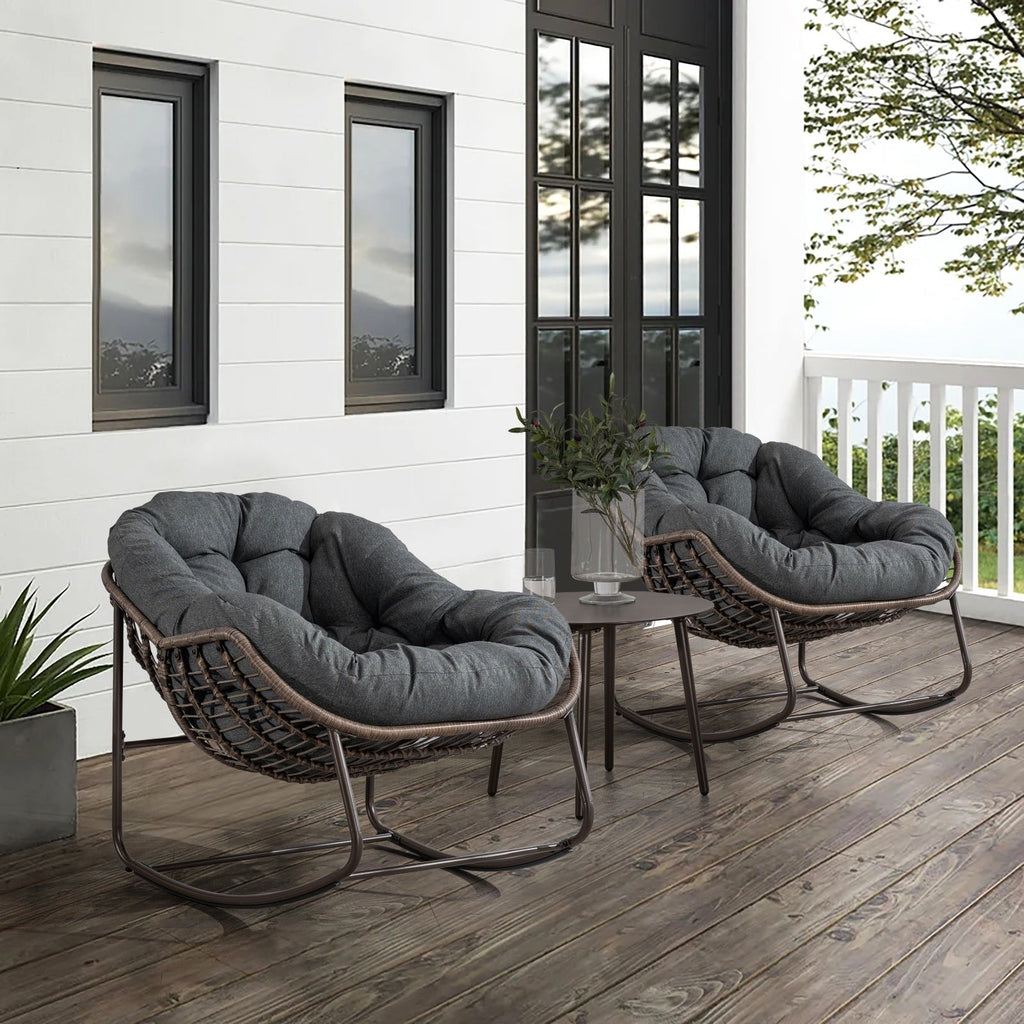The Rattan Rocking Lounge Chair — Grey