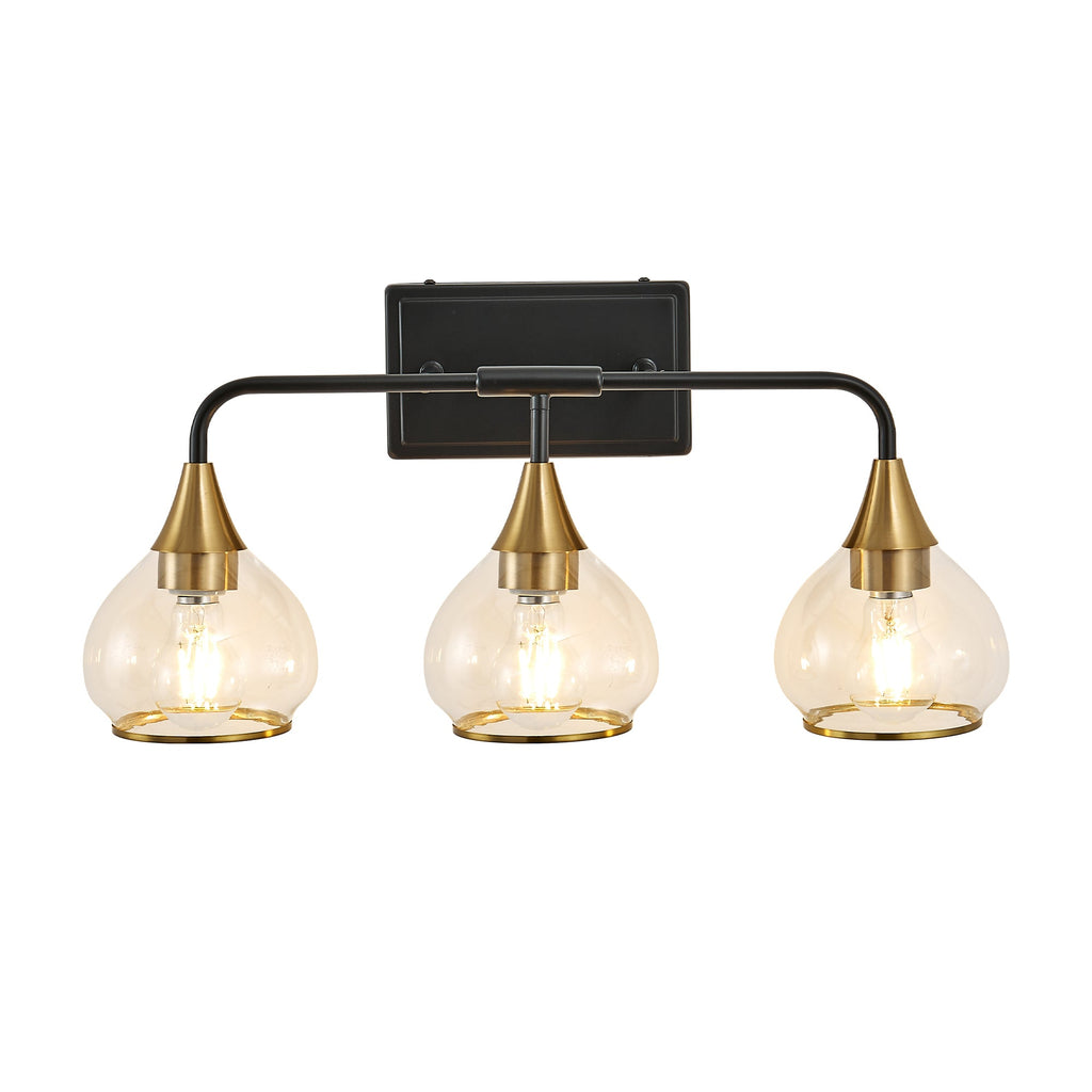 The Noir Vanity Wall Sconce — 3-Light, Black & Gold