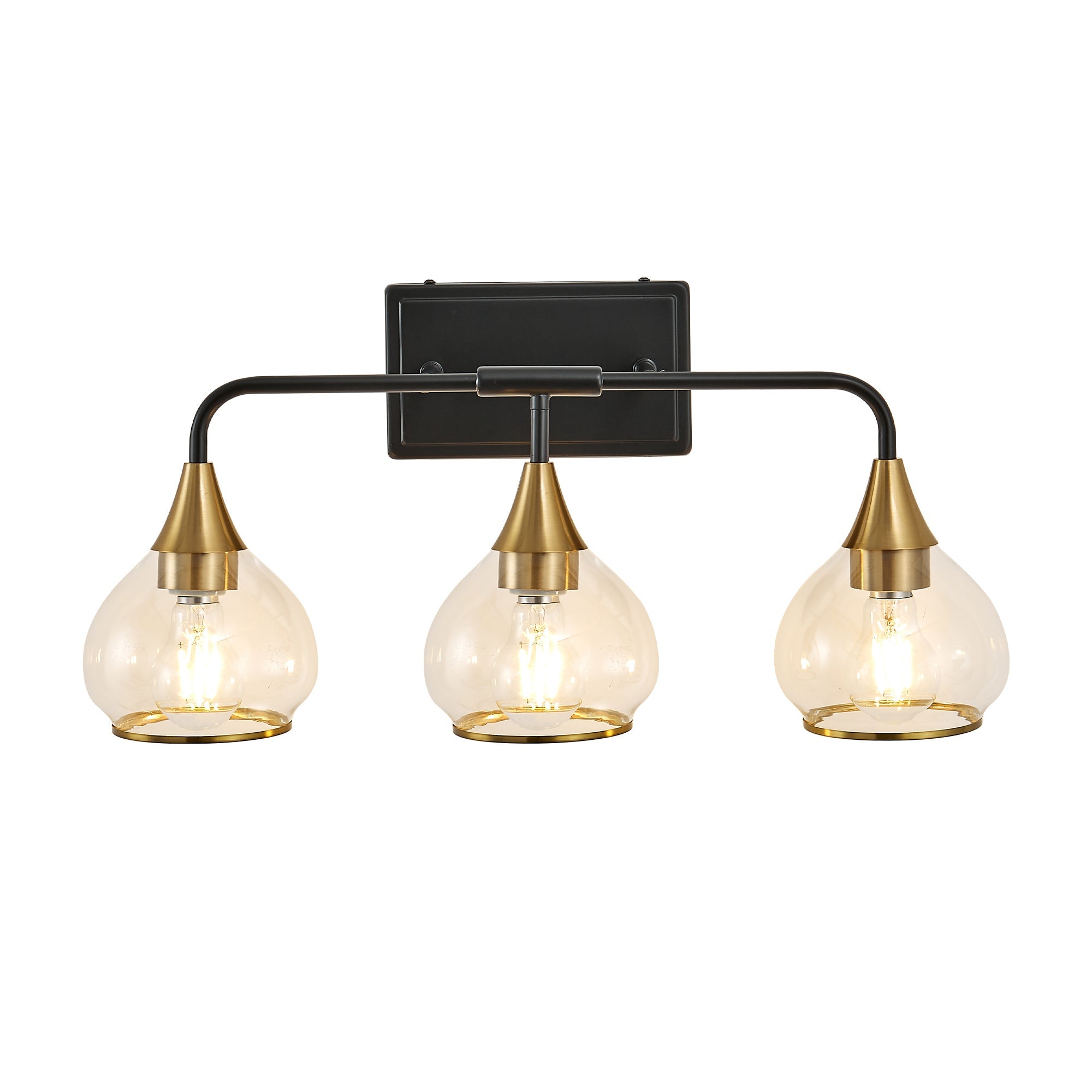 The Noir Vanity Wall Sconce — 3-Light, Black & Gold