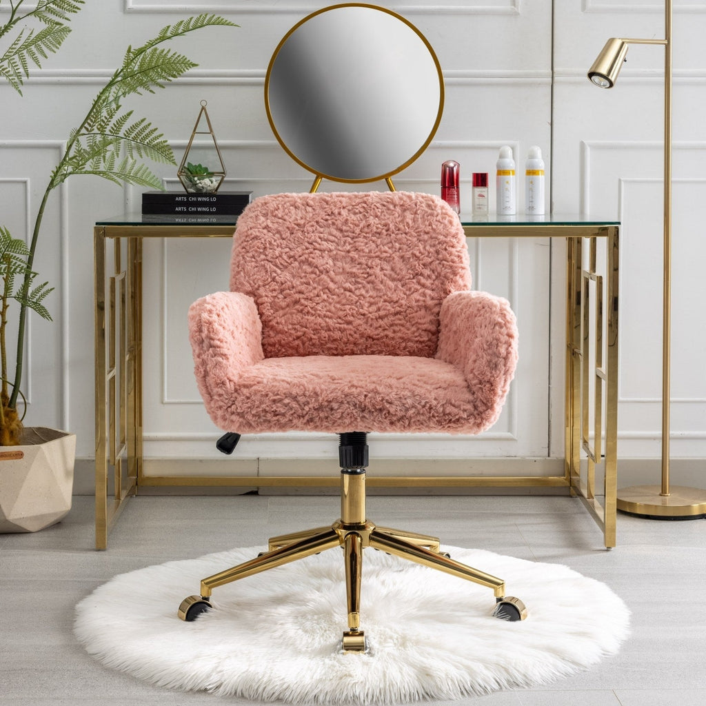 The Faux Fur Swivel Chair — Pink