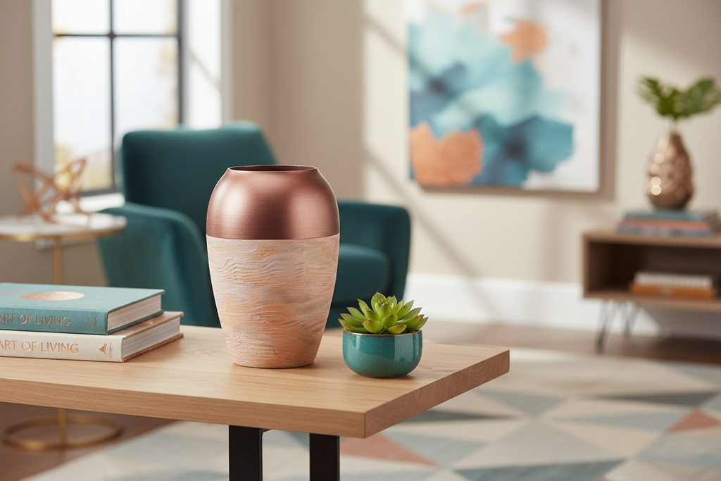 Handpainted Copper Art Glass Bud Vase
