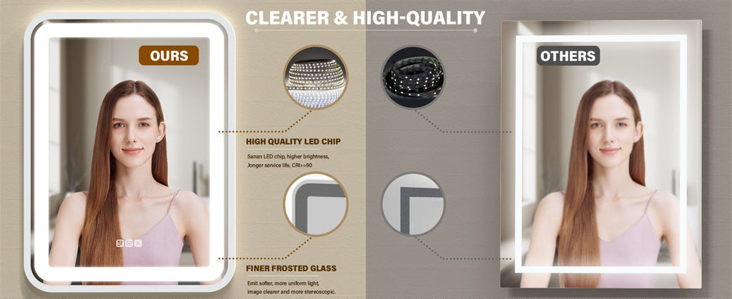 Smart LED Bathroom Mirror — Anti-Fog, Touch Control, 985 × 900mm
