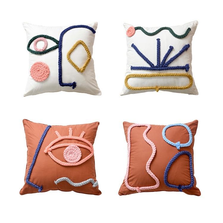 Hand-Woven Cotton Throw Pillow Case