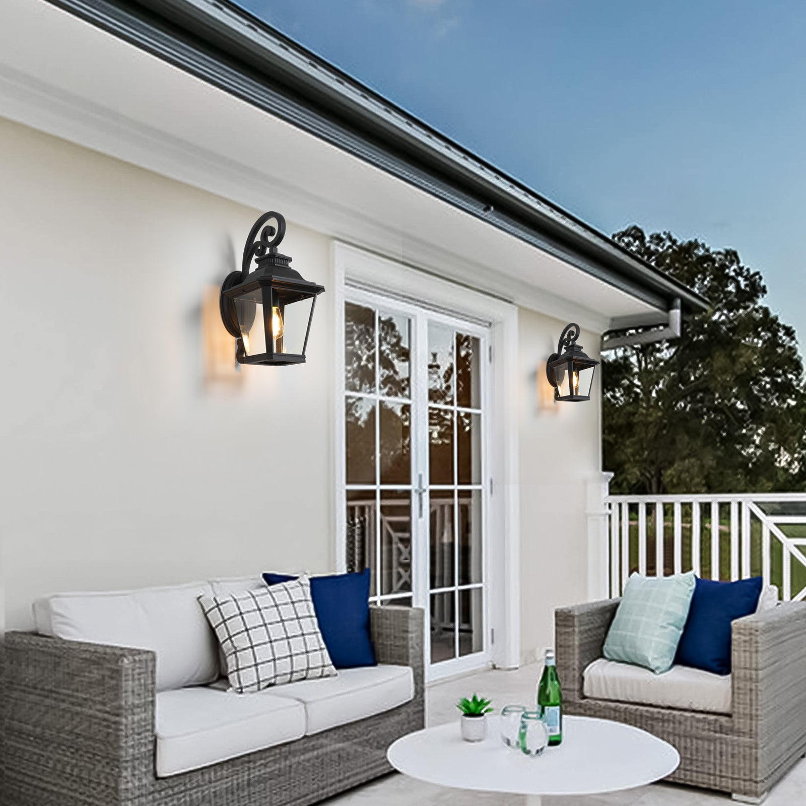 Outdoor Wall Lantern — Black Aluminium & Clear Glass