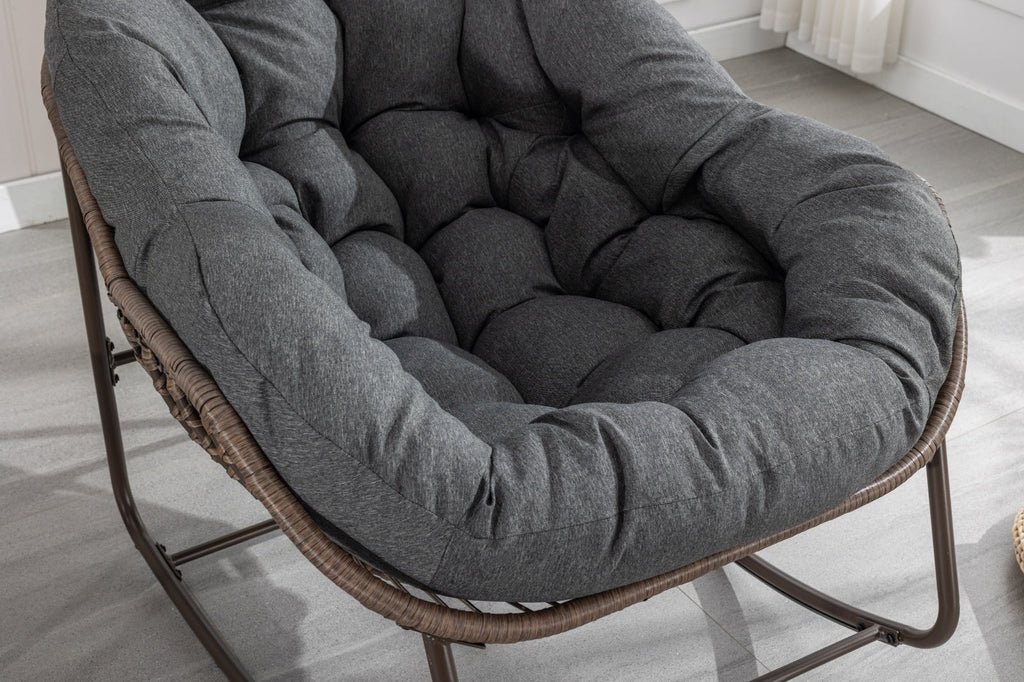 The Rattan Rocking Lounge Chair — Grey