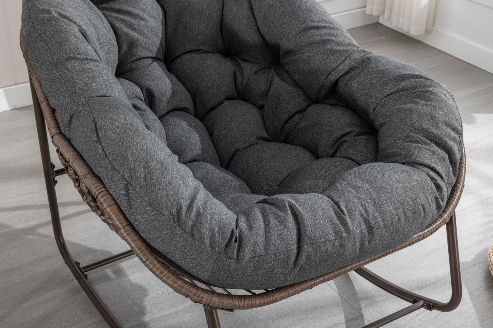 The Rattan Rocking Lounge Chair — Grey