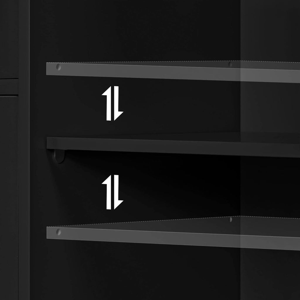 Bathroom Floor Storage Cabinet — 4 Drawers & Cupboard, Black