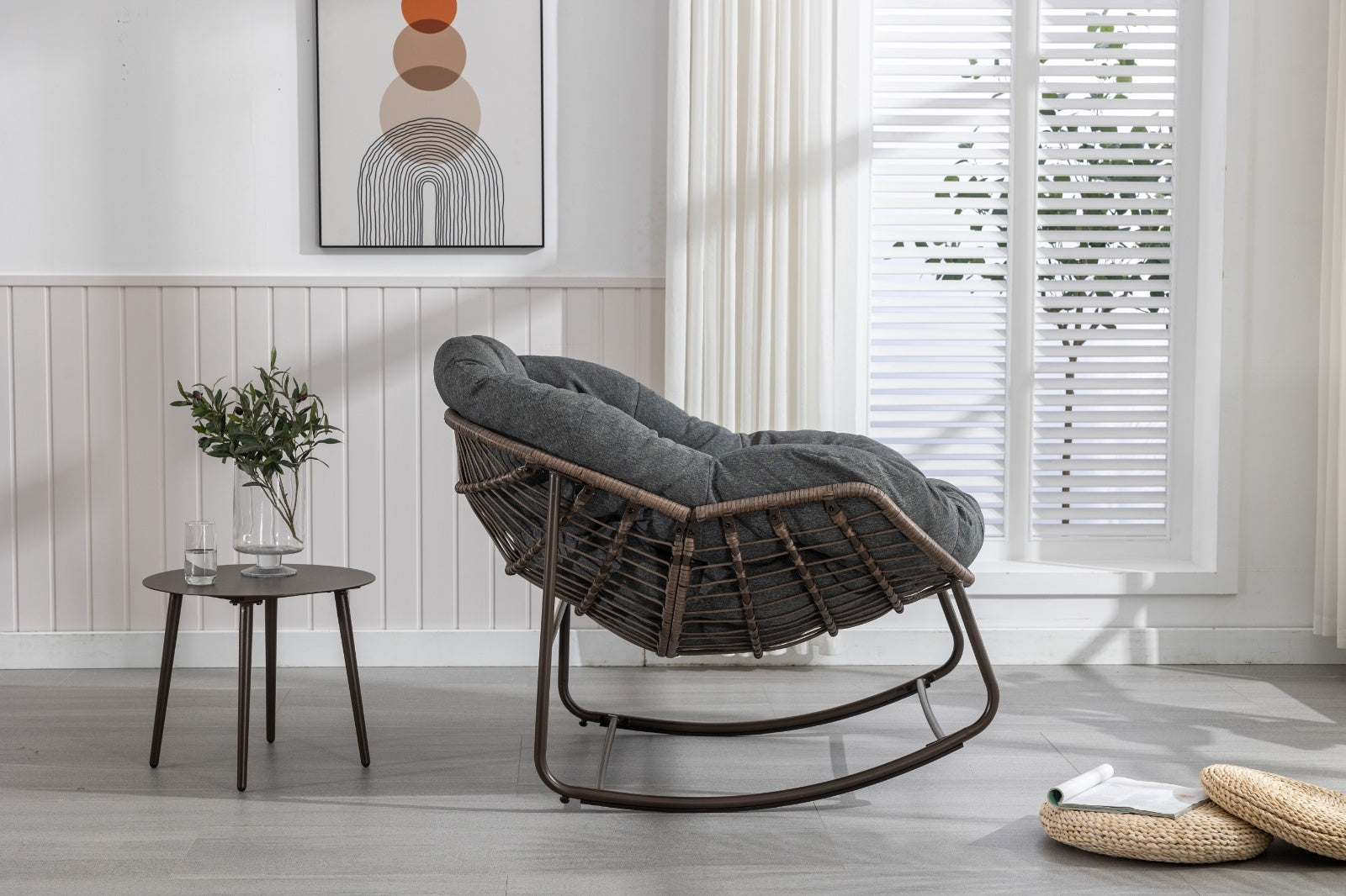 The Rattan Rocking Lounge Chair — Grey