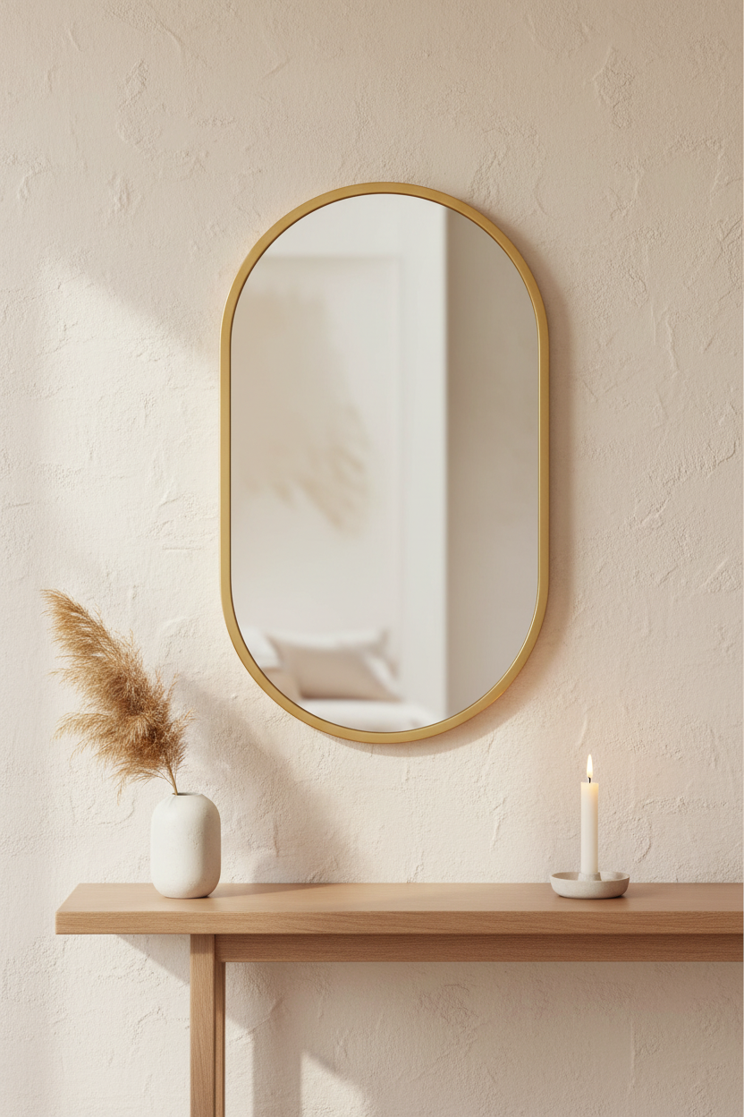 Canal Arched Wall Mirror — Natural Brass, 24" × 40"