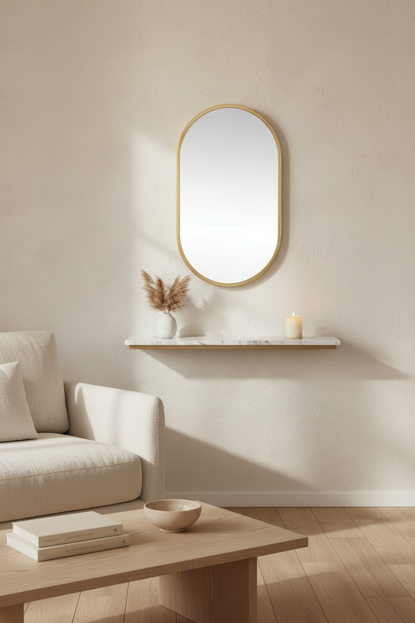 Canal Arched Wall Mirror — Natural Brass, 24" × 40"