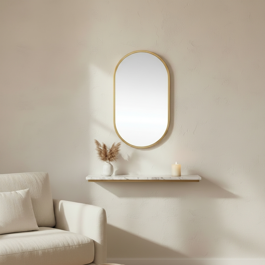 Canal Arched Wall Mirror — Natural Brass, 24" × 40"