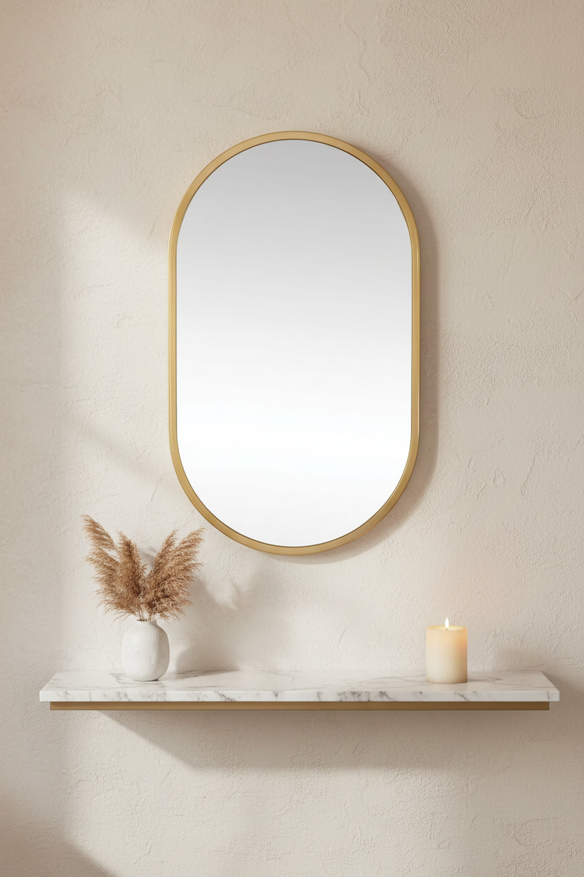 Canal Arched Wall Mirror — Natural Brass, 24" × 40"