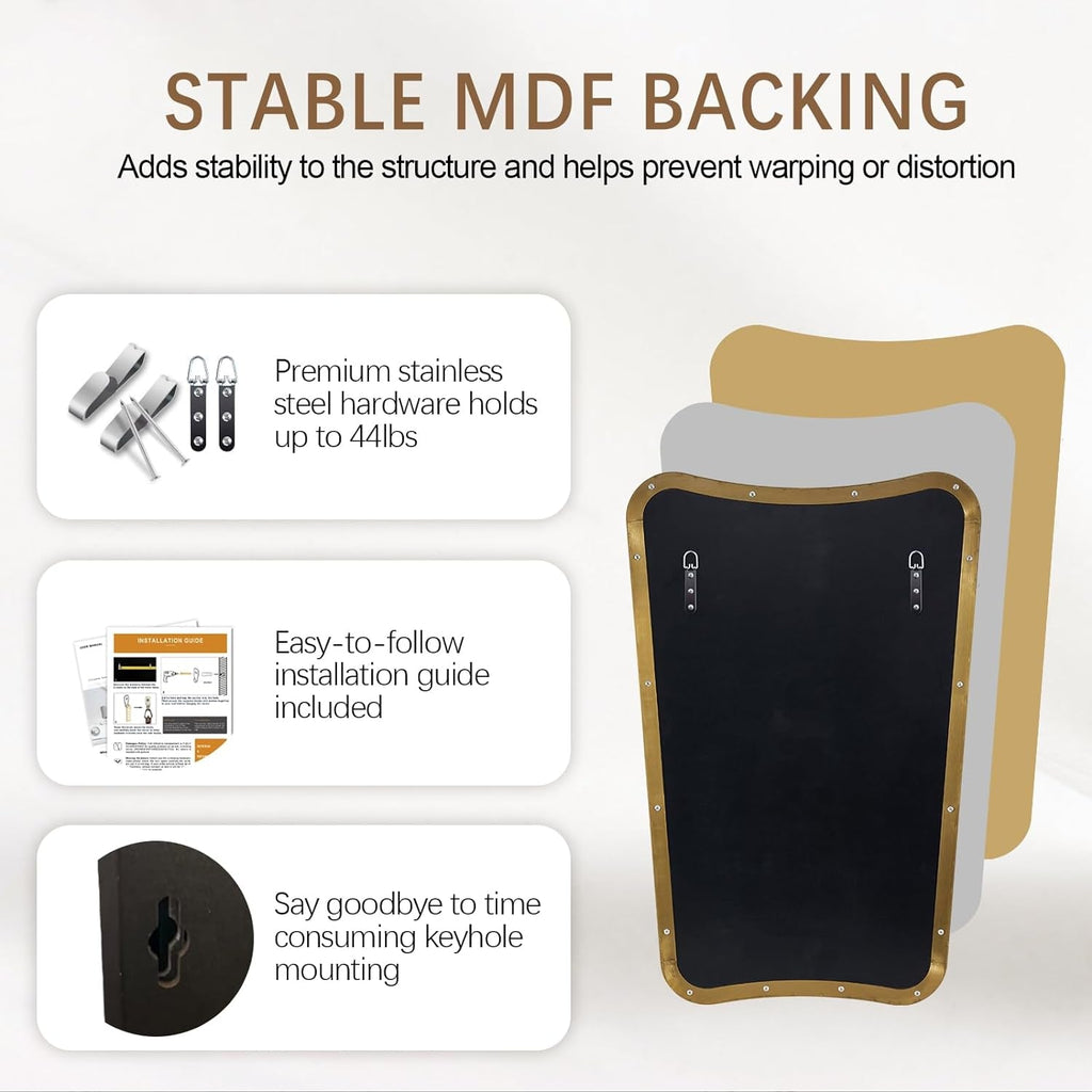 Asymmetric Wall Mirror — Brushed Gold, 24" × 36"