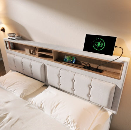 Upholstered Storage Bed with USB Charging