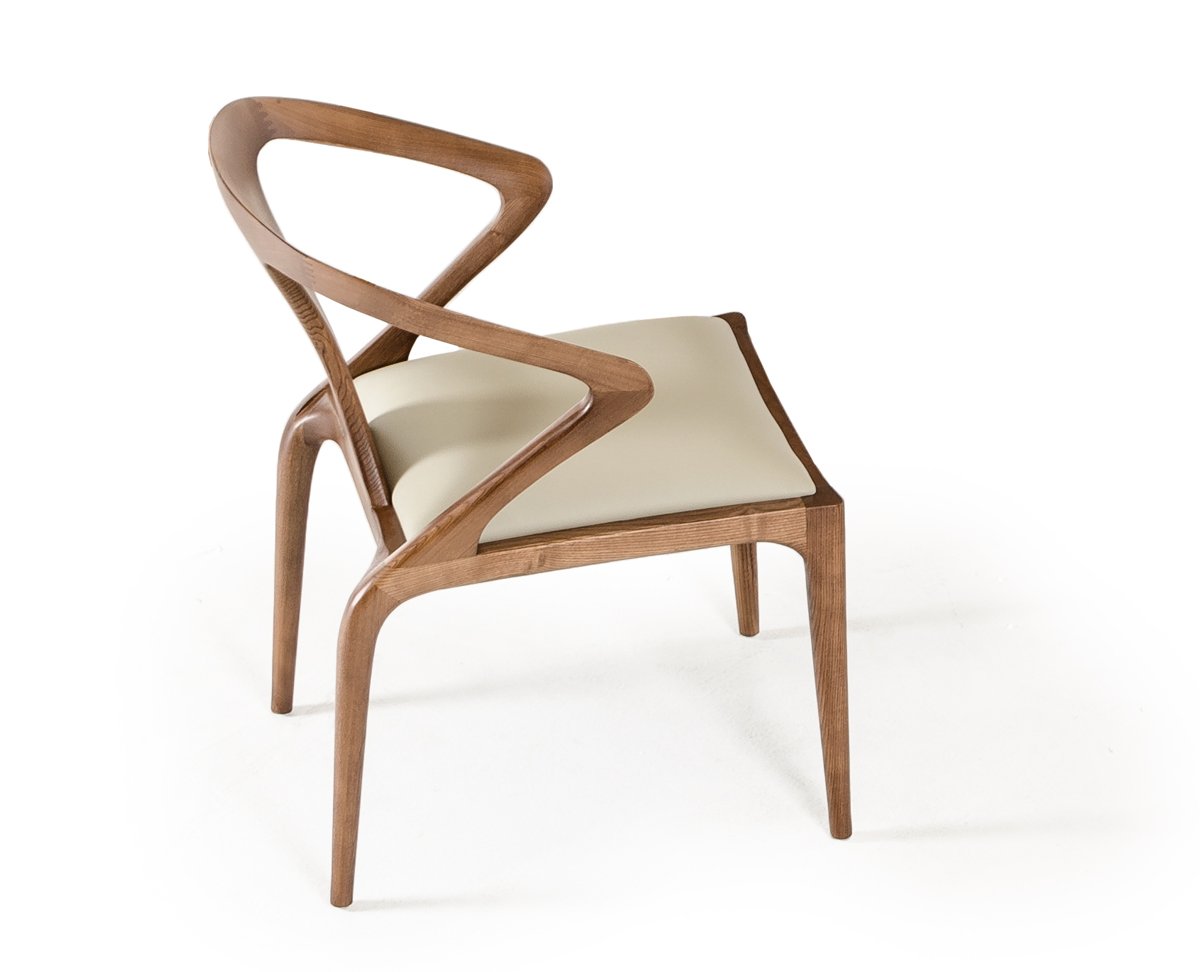 Leatherette Dining Chair with Wood Legs