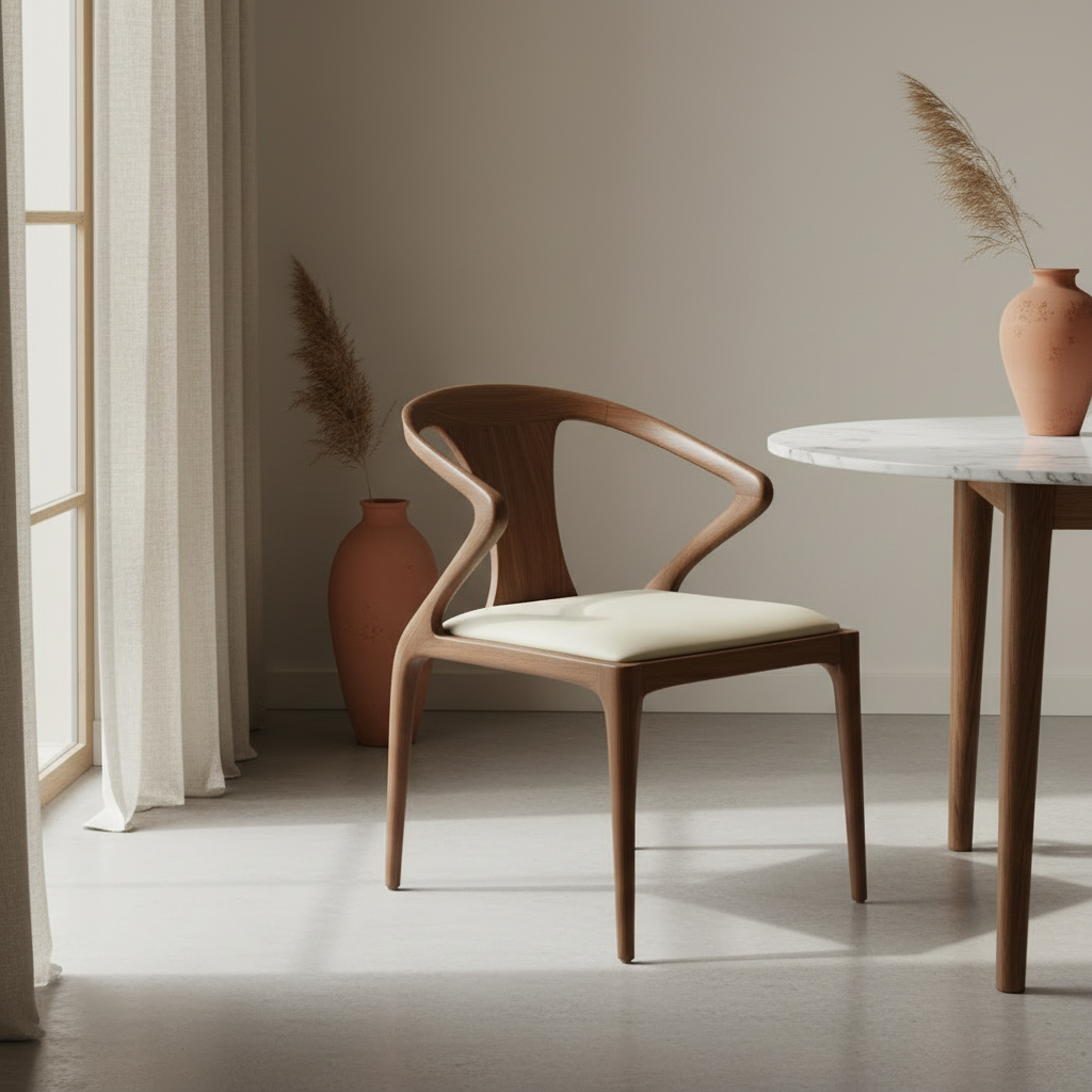 Leatherette Dining Chair with Wood Legs