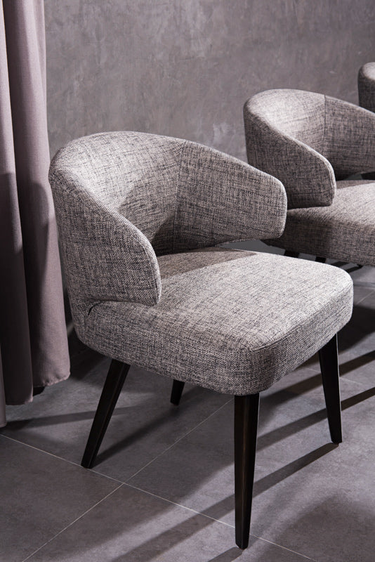 Grey Fabric Dining Chair with Wood Legs