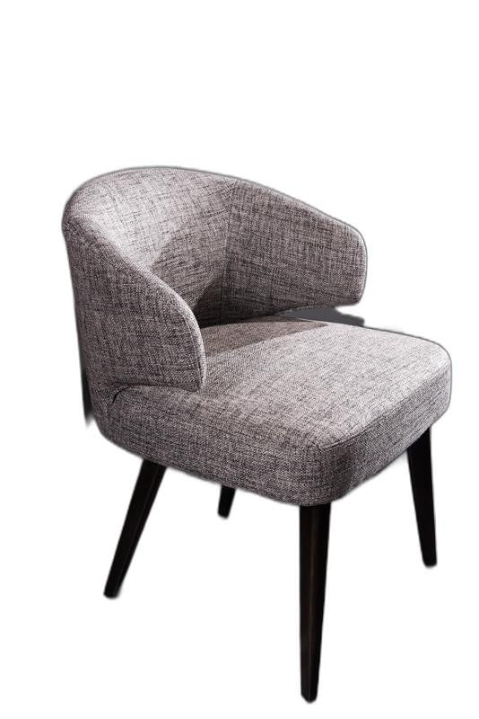 Grey Fabric Dining Chair with Wood Legs