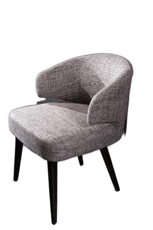 Grey Fabric Dining Chair with Wood Legs