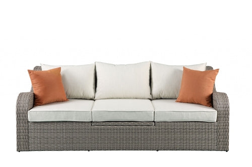 Wicker Patio Sectional & Ottoman Set