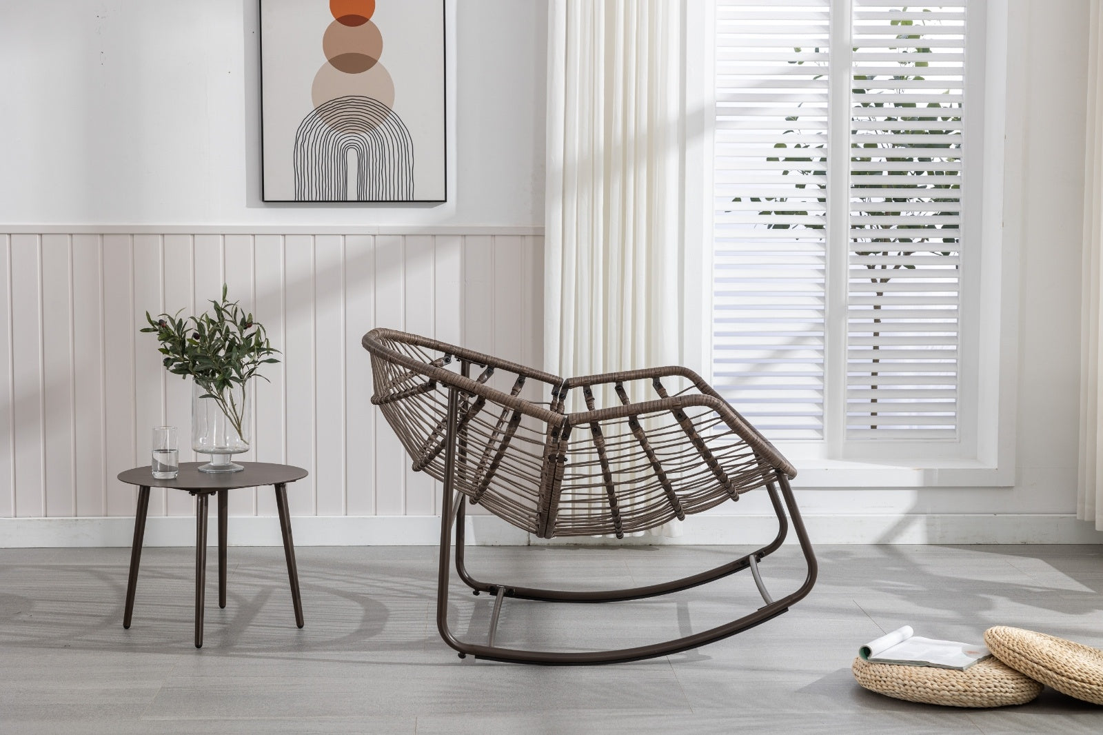 The Rattan Rocking Lounge Chair — Grey