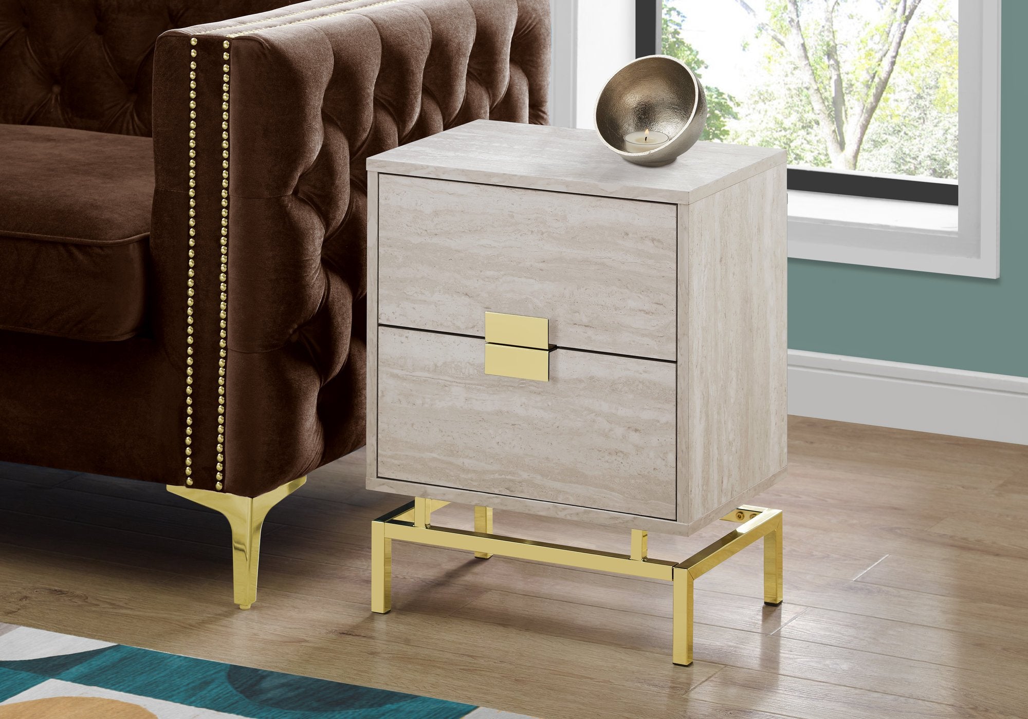 Chrome & Wood Accent Table