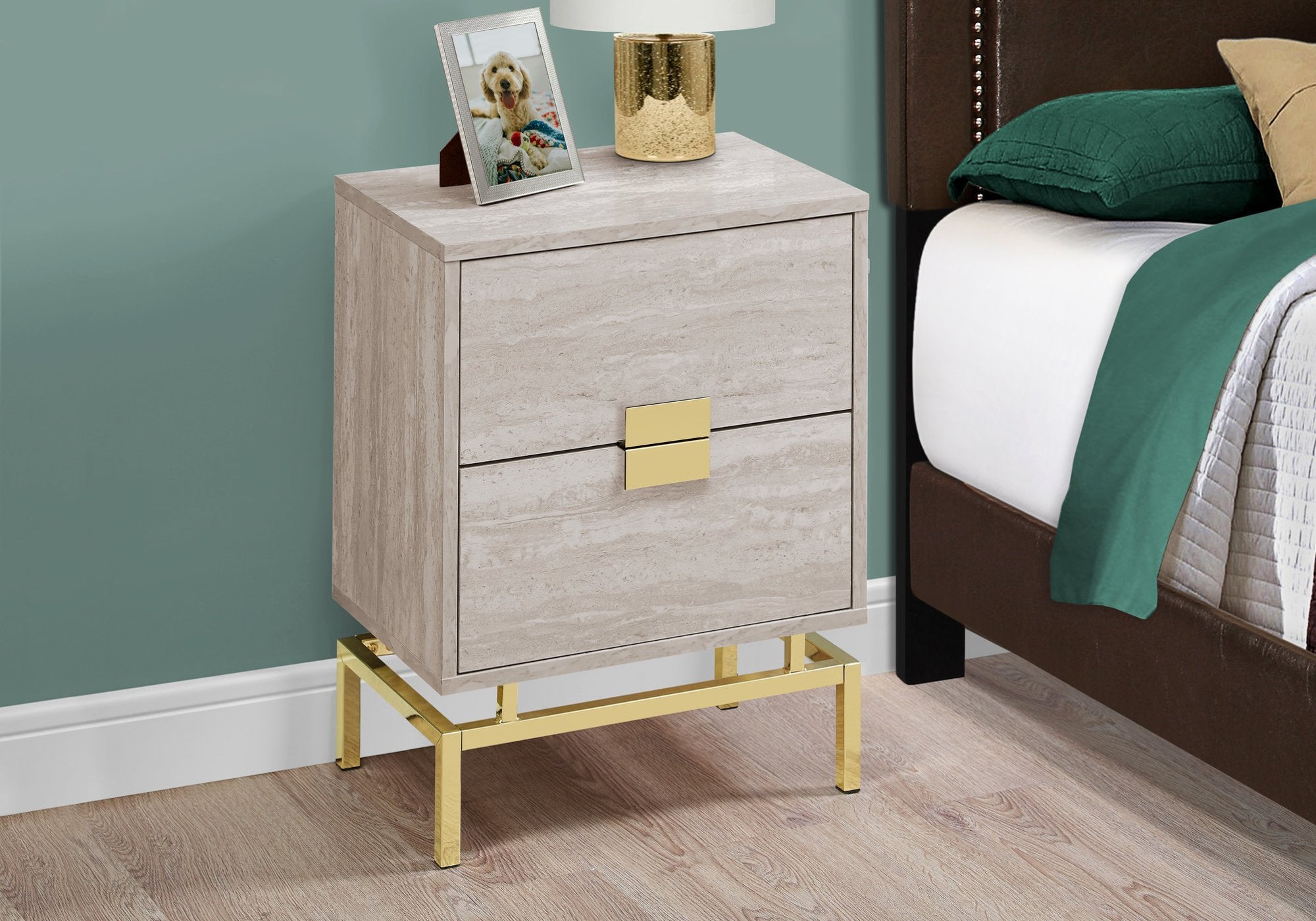 Chrome & Wood Accent Table