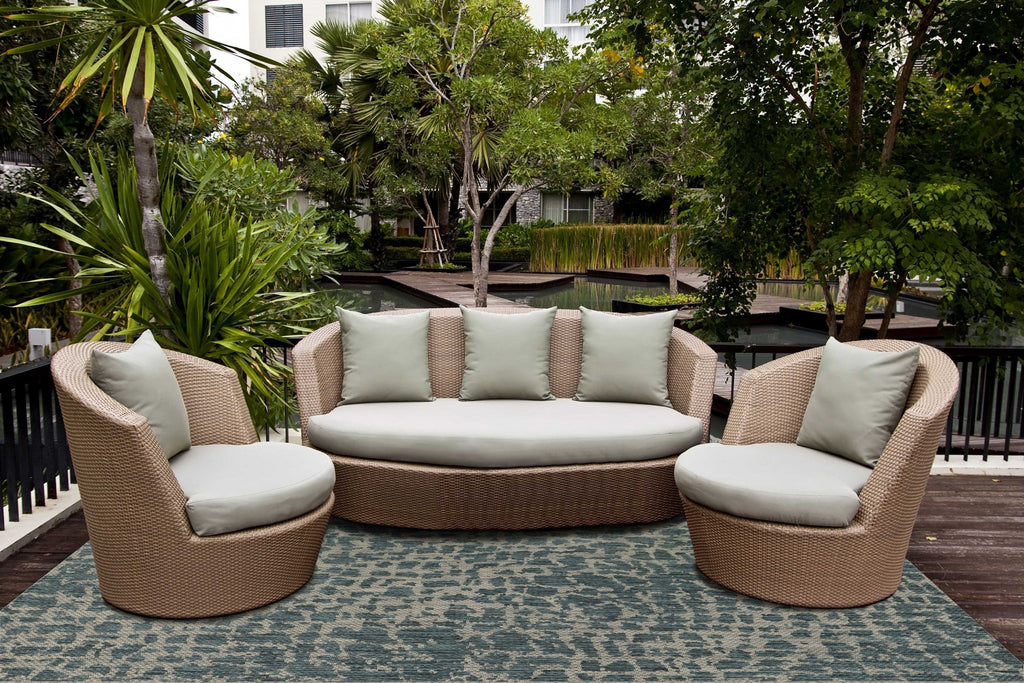 Teal Round Indoor-Outdoor Rug