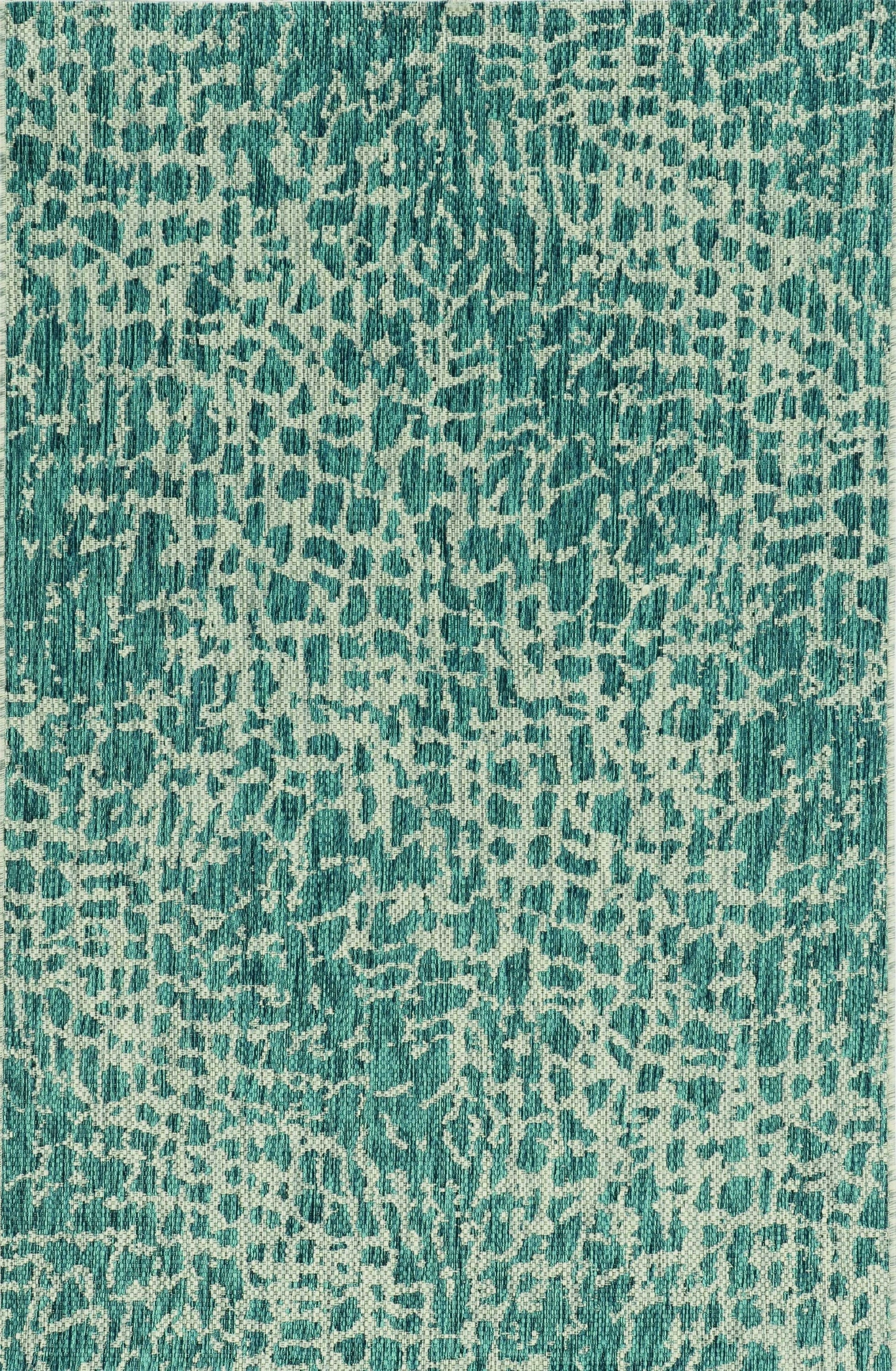 Teal Round Indoor-Outdoor Rug