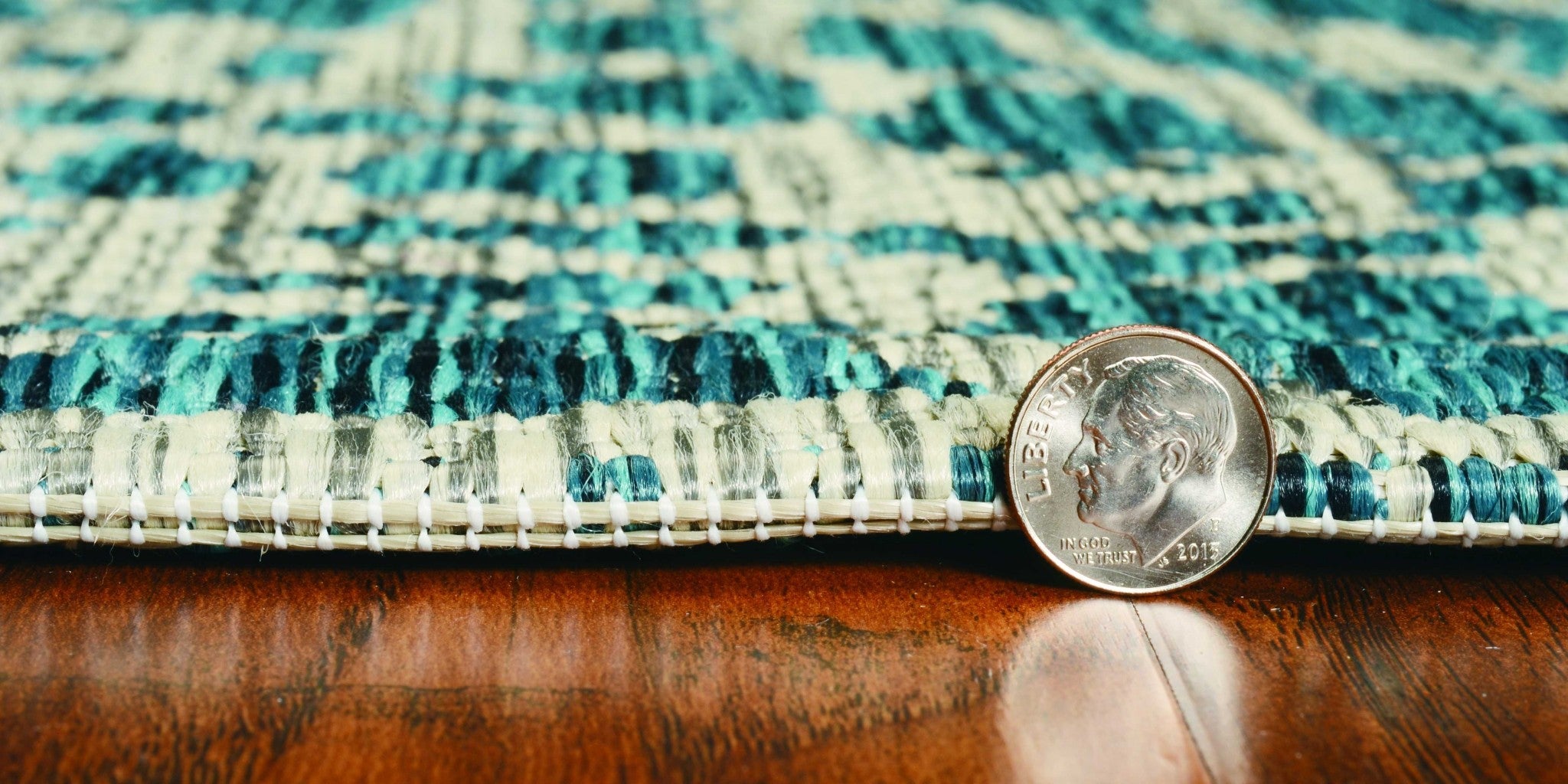 Teal Round Indoor-Outdoor Rug
