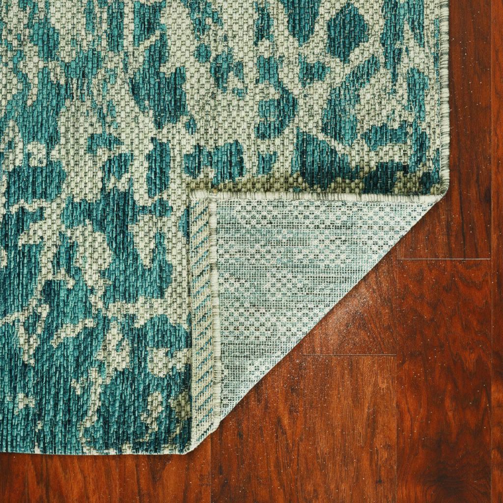 Teal Round Indoor-Outdoor Rug