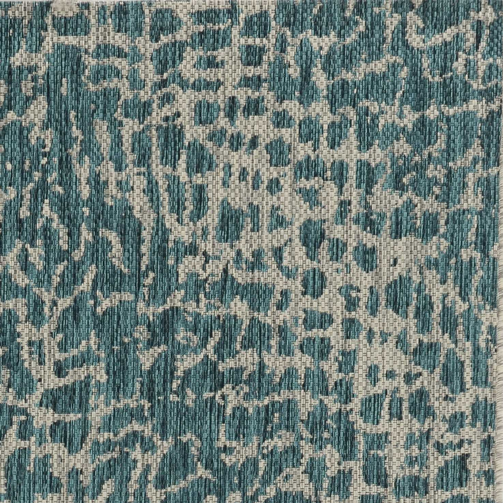 Teal Round Indoor-Outdoor Rug