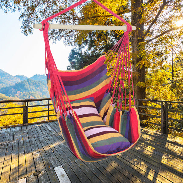 The Rainbow Hanging Chair with Cushions