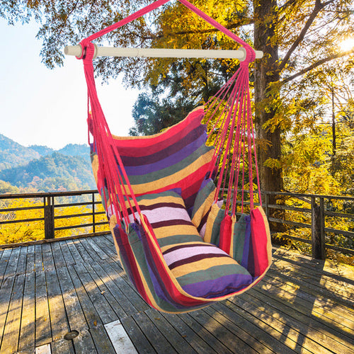 The Rainbow Hanging Chair with Cushions