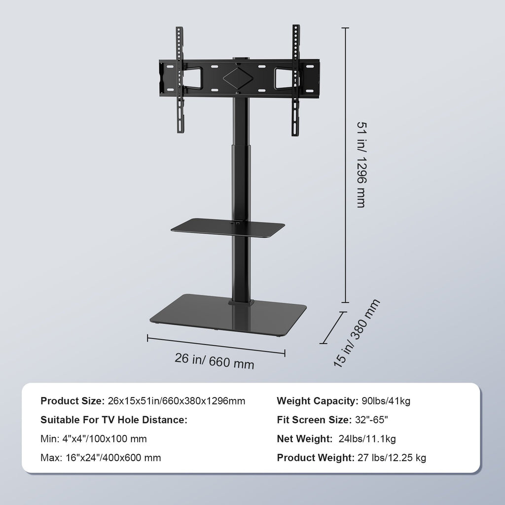 Swivel TV Stand Mount 32-65 Inch | Height Adjustable Floor Stand