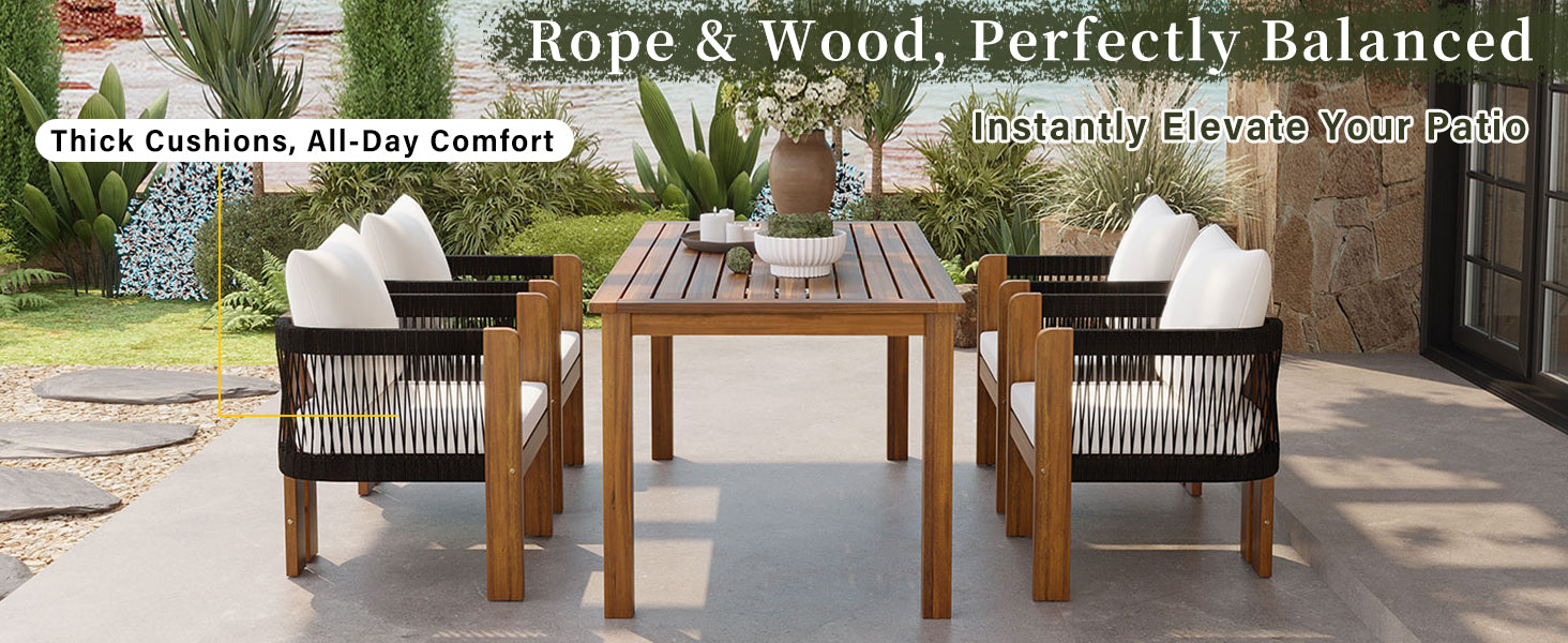 The Acacia Rope Outdoor Dining Set — 4 Seats