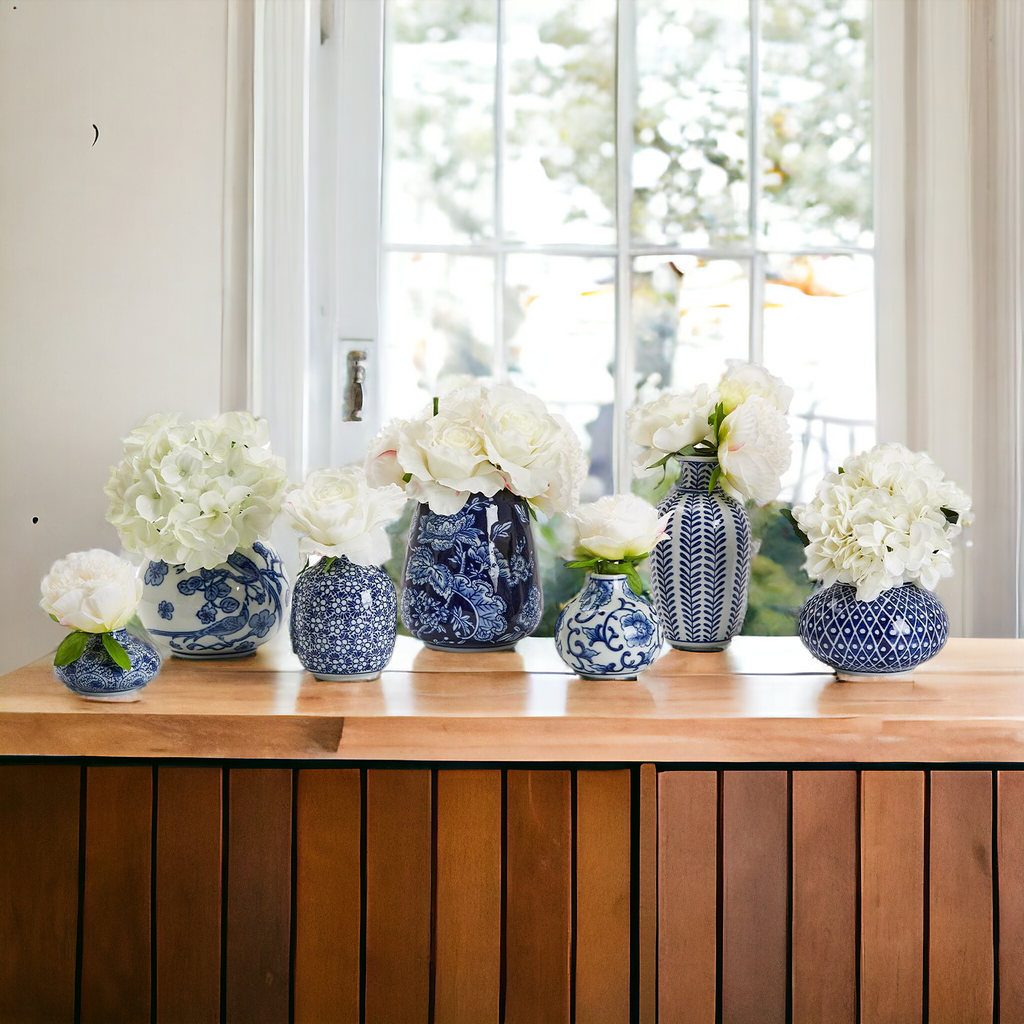 Samira Blue & White Porcelain Vases