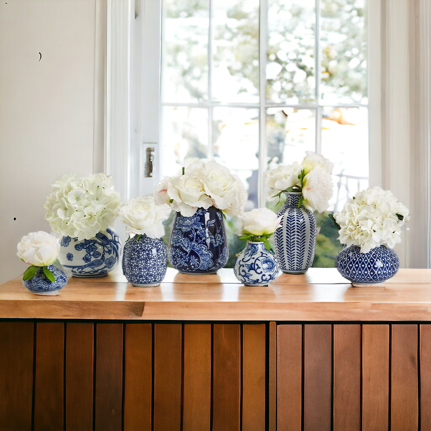 Samira Blue & White Porcelain Vases