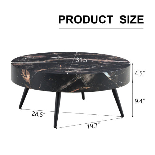 Round Marble Coffee Table — Black