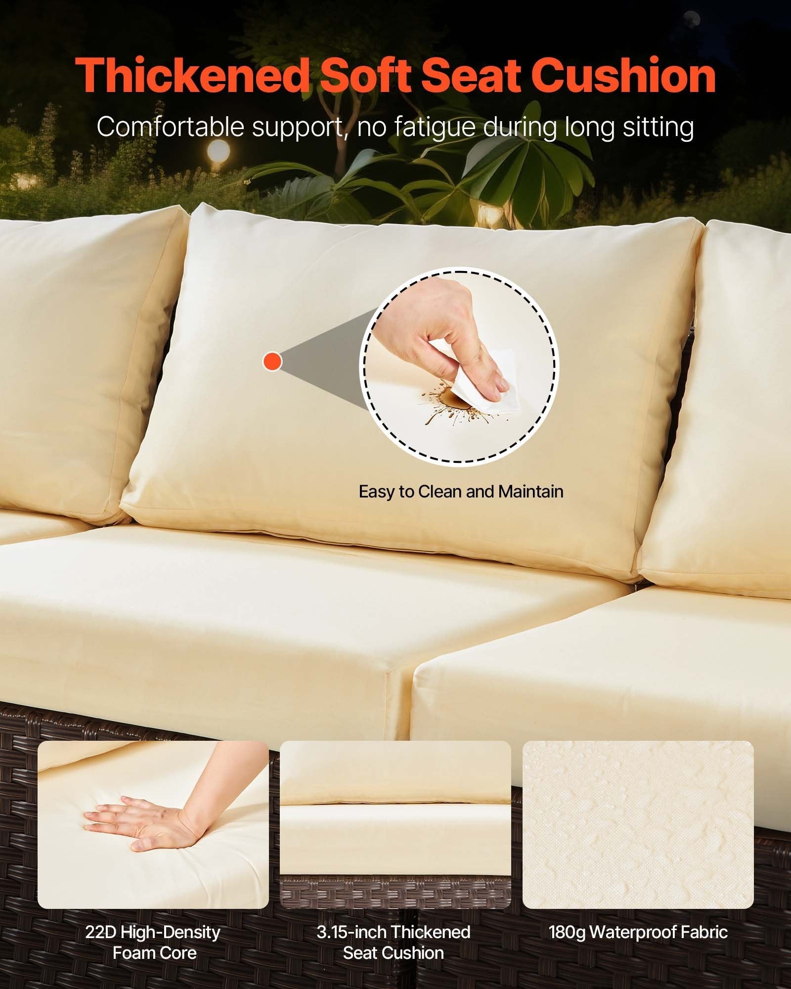 6-Piece Wicker Rattan Patio Set with Fire Pit Table & Ottoman