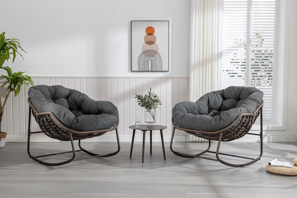 The Rattan Rocking Lounge Chair — Grey