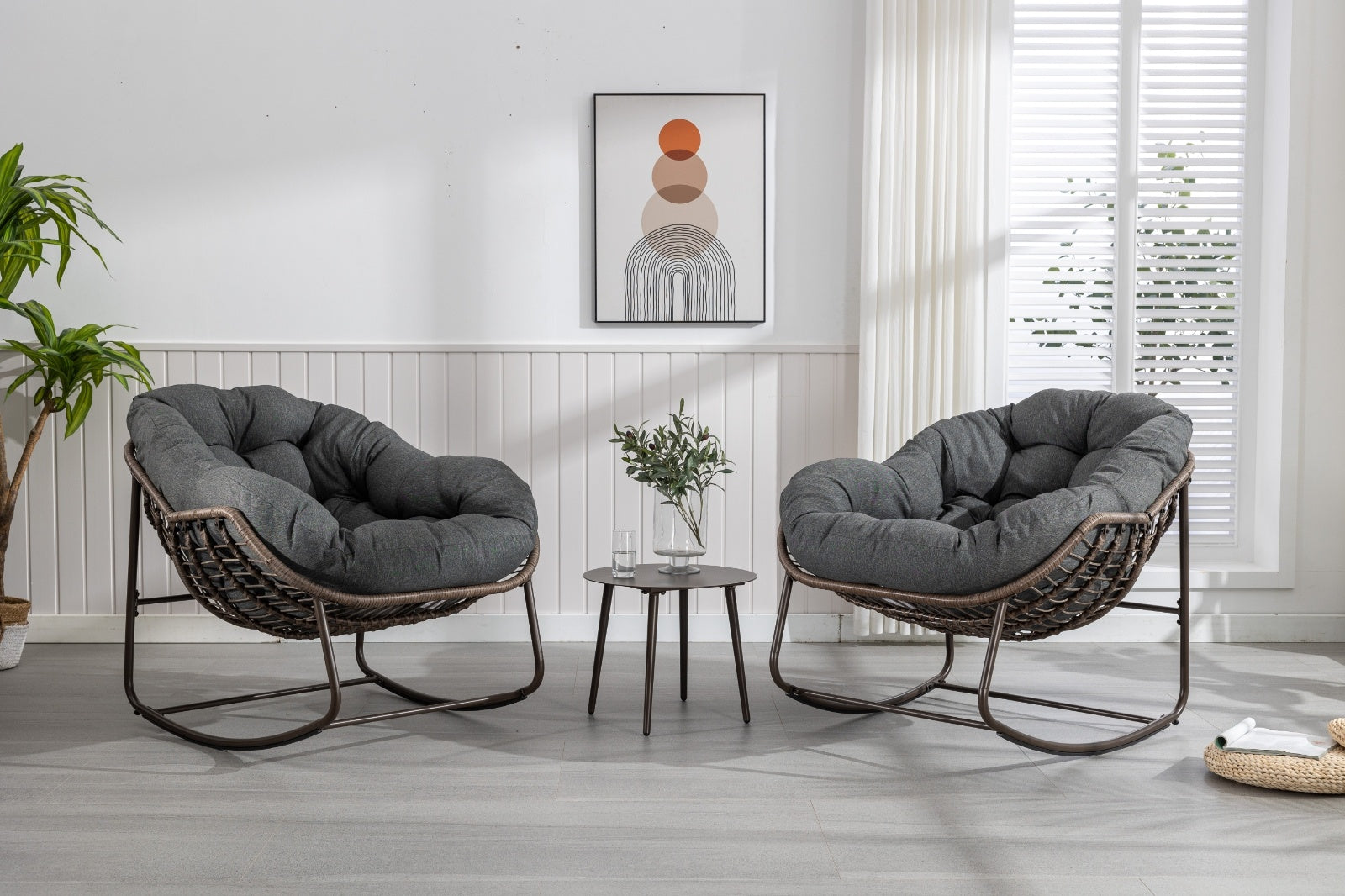 The Rattan Rocking Lounge Chair — Grey