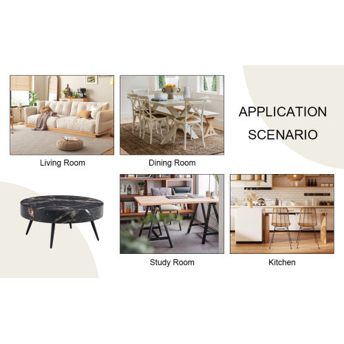 Round Marble Coffee Table — Black