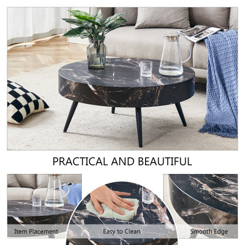 Round Marble Coffee Table — Black